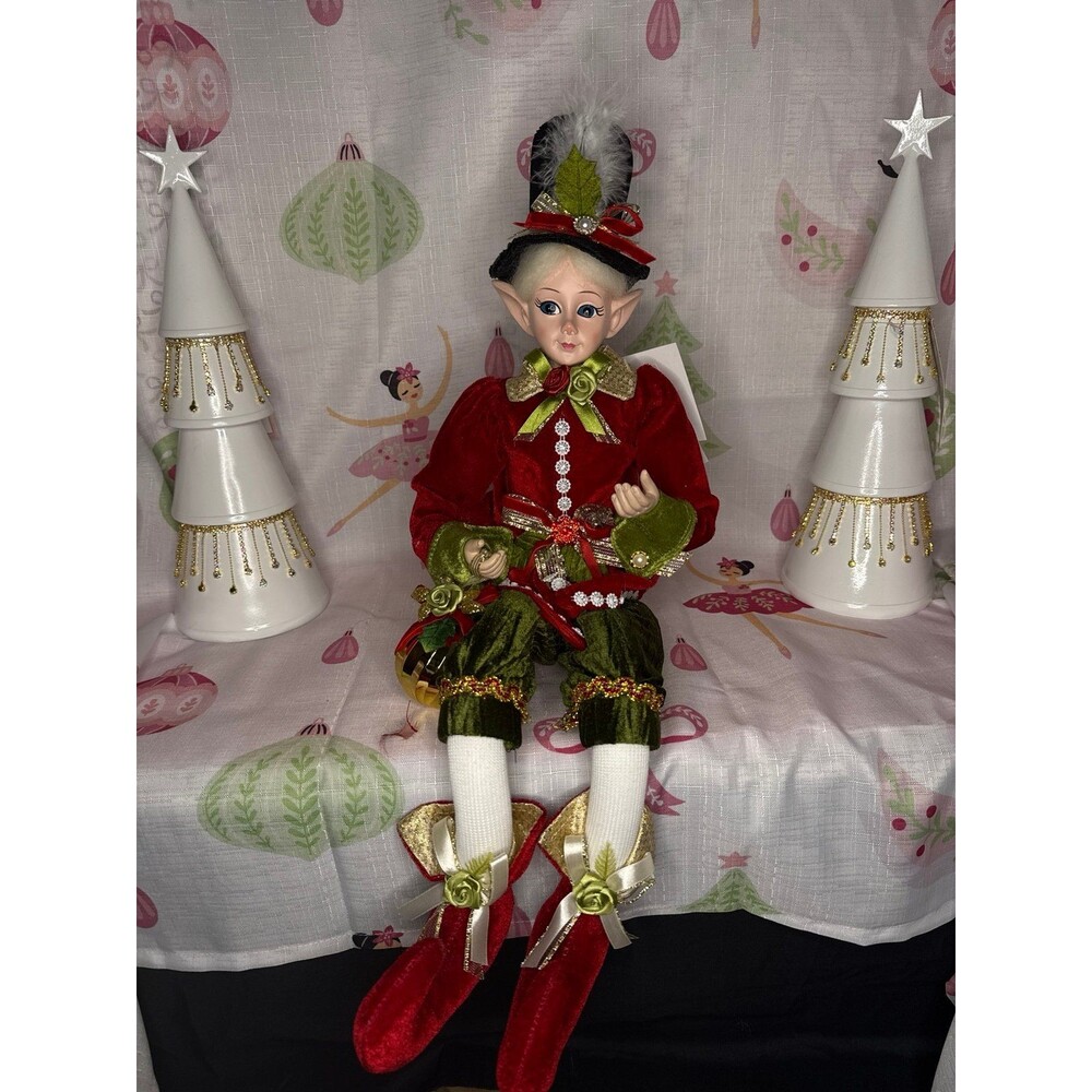 Jingles & Joy Christmas Elf Shelf Sitter, Red/Green